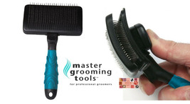 SELF-CLEANING Medium Soft Slicker Brush Ergonomic Mat Breaker Dog Cat Dematting - £12.22 GBP