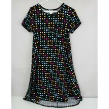 LuLaRoe Pocket Hi-Low T-Shirt Dress Black With Multi-Color Squares Rare ... - $187.46 MXN