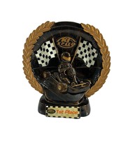 Go Cart Racing First 1st Place Speed Trophy Brown Gold Resin Checkered Flag - $18.81