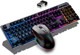 Rechargeable Keyboard And Mouse,Suspended Keycap Mechanical Feel, Black-Combo - £52.39 GBP