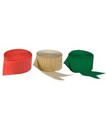 Christmas Crepe Paper Streamers (2 Rolls Green, Red and Metallic Gold), ... - £8.44 GBP