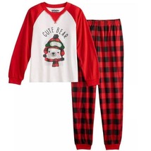 Boys Pajamas Famjams Red Black 2 Pc Top &amp; Pants CUTE BEAR-size 3T - $18.81