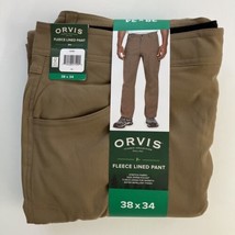 Orvis Men Fleece Lined Pants Tan Brown Size 38x34 - £15.08 GBP