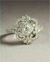 1.50ct Princess Round Diamond Wedding Engagement Ring 14K White Gold Finish - £77.31 GBP