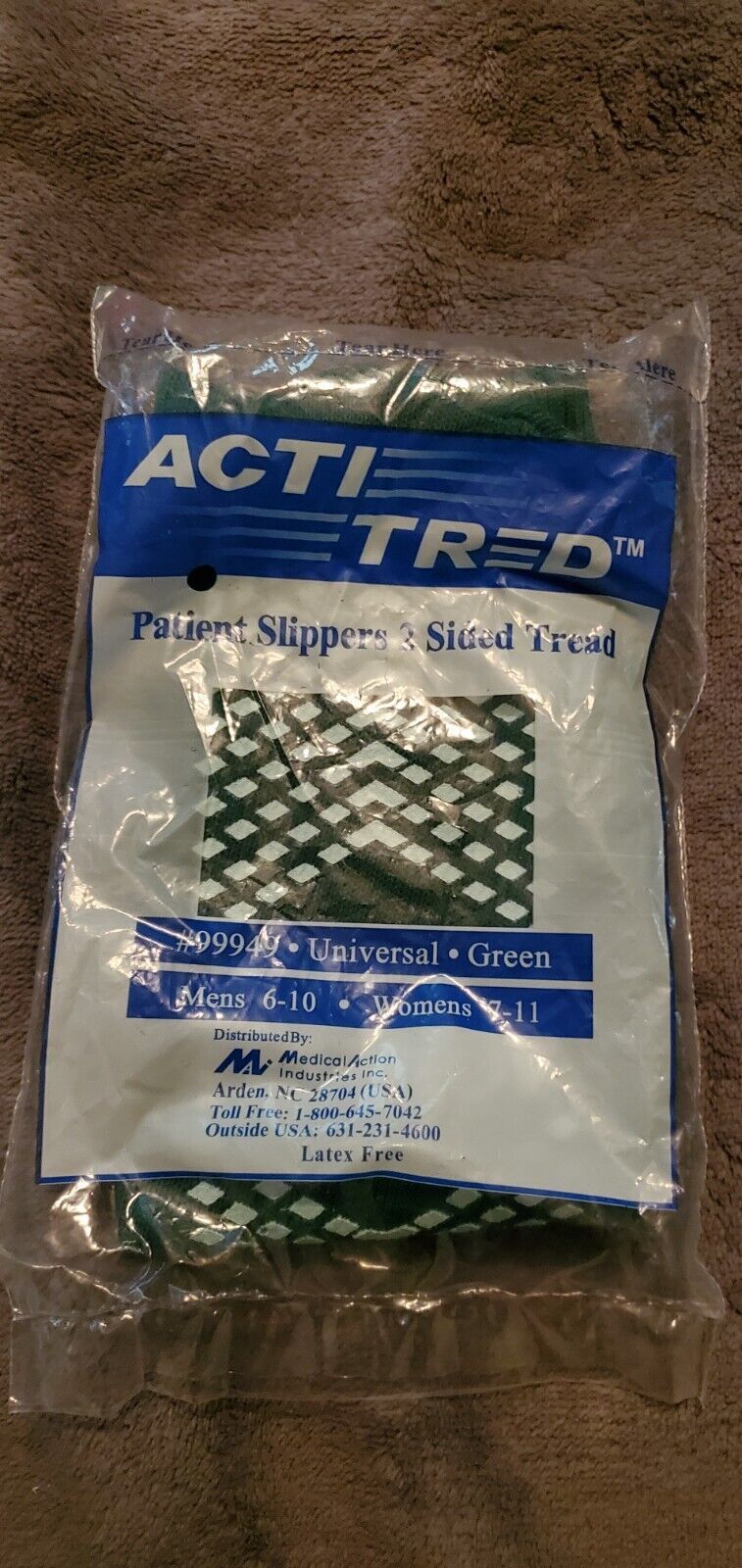 ACTI TRED PATIENT SLIPPERS - GREEN - $1.99