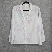 Vintage 70s Inner Visions Blouse by Ship&#39;n Shore Women Size 14 Button Up V-Neck - £14.91 GBP