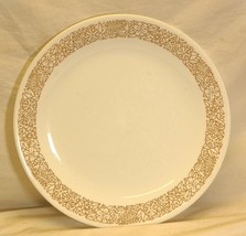 Woodland Brown Corelle Corning Dinner Plate Brown Outlined Flowers on White - $21.77