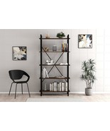 Lugo Walnut 5 Shelf Industrial / Modern Design Bookcase - £132.94 GBP