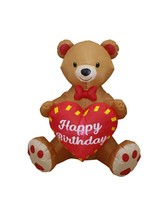 4 Foot Inflatable Happy Birthday Teddy Bear Love Heart Outdoor Lawn Decoration - £42.35 GBP