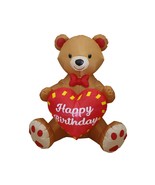 4 FOOT INFLATABLE HAPPY BIRTHDAY TEDDY BEAR LOVE HEART OUTDOOR LAWN DECO... - £42.12 GBP