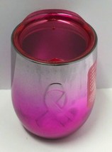 Novelty Breast Cancer Awareness Pink 12oz Vacuum Sealed Wine Cup W/Lid - $13.09