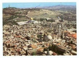 Jerusalem Bird&#39;s Eye View Postcard Vintage City Town Souvenir Travel - £10.07 GBP