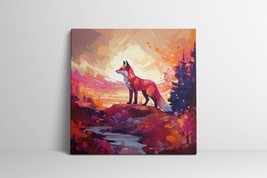 Fox Painting, Animal Wall Art, Geometric Cyber Fox Print, Fox Wildlife Canvas - £16.58 GBP+