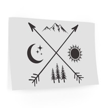 Nature Wall Decals, Mountain Sun Moon Forest Stickers, Minimalist Nurser... - $31.93+