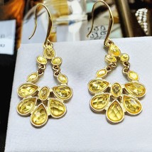 Yellow Lemon Citrine Like Color Earrings Faceted Simulated Crystal Acryl... - $10.08
