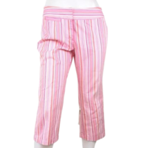Liz Claiborne Capri Pants Women Petite size 10 Pink and White Striped Legs - £12.62 GBP
