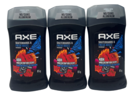 Axe Skateboard &amp; Fresh Roses Deodorant Stick Aluminum Free 85 g / 3.0 Oz 3 Pack - £12.35 GBP