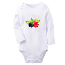 Babies Fruit Raspberry Pattern Romper Newborn Bodysuit Kids Jumpsuit Long Outfit - £8.83 GBP