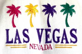 VTG Las Vegas Sweatshirt Rainbow Palm Trees Embroidered Womens XL White Gay USA - £25.52 GBP