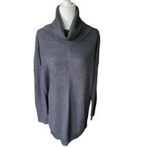 ANN TAYLOR grey turtleneck cowl neck tunic sweater cotton Blend size Lar... - $39.50