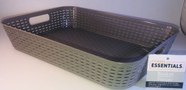 Storage Essentials Woven-Look Basket W Handles Gray 10x14x2.5-in.NEW-SHI... - £9.25 GBP