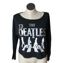 The Beatles Womens T Shirt 3/4 Sleeves Crop Top Black L 11-13 Gray 2012 ... - £11.00 GBP