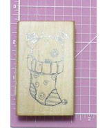 Inkadinkado Wood Mounted Rubber Stamp PUPPY DOG IN A CHRISTMAS STOCKING - £8.74 GBP
