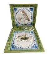 MWW Market Square Plate Green/Ivory/Blue Bird Motif 8&quot; Set of 2 - $296.57 MXN
