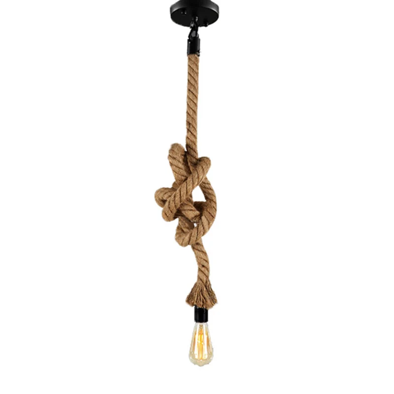 Vintage Pendant Lamp Hemp Rope  Loft Single Head Double Heads Industrial Light H - £135.34 GBP