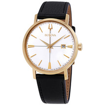 Bulova Classic White Dial Black Leather Men&#39;s Watch 97B172 - $225.00