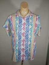 Vtg Alfred Dunner Blouse Size 12 Saved By The Bell  Button Up Graffiti Colorful - £7.96 GBP