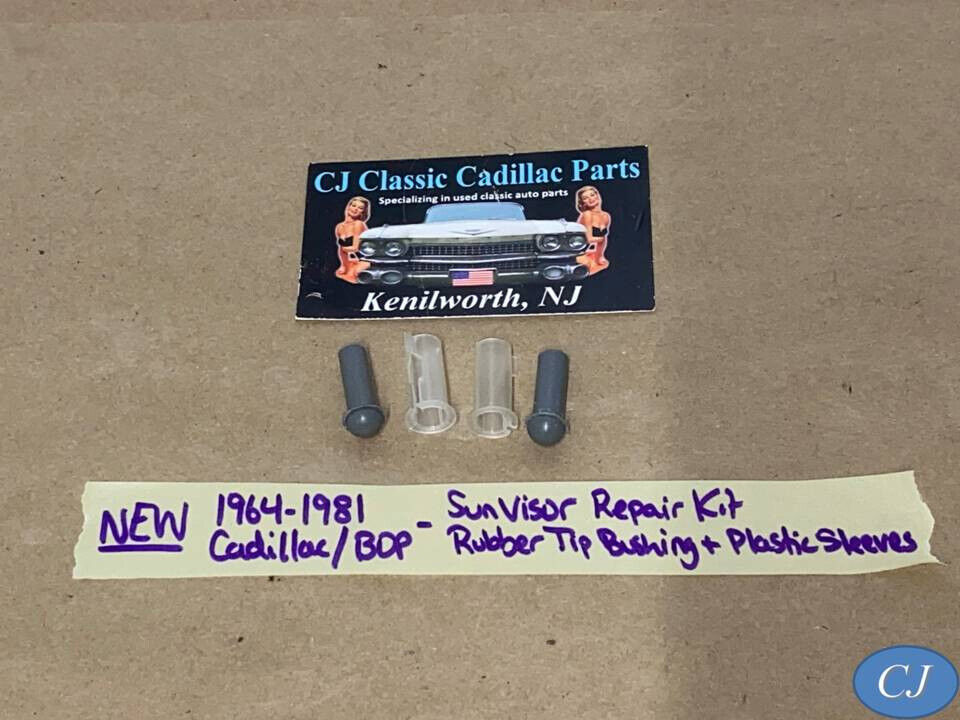NEW 64-81 GM CADILLAC BOP SUNVISOR REPAIR KIT RUBBER TIP &amp; PLASTIC SLEEV... - $24.74