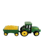 1998 Enesco John Deere ceramic tractor &amp; hay wagon salt &amp; pepper shaker set - $24.99