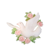 1998 Roman Inc. Seraphim Classics Dove And Roses Brooch Scarf Lapel Pin  - $11.97