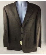 Faconnable Mens Blazer Brown Windowpane Long Sleeves Notch Lapel Lined 5... - $137.60
