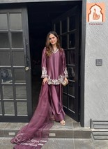 &quot;Brown Silk Top with Farshi Salwar and Dupatta Set - $50.00