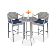 OUTDOOR WICKER BAR HEIGHT BISTRO FURNITURE - Gray Blue - €1.084,95 EUR