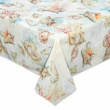 Shells Ashore 52x52&quot; Fabric Tablecloth Beach Summer Seaside House Summer - £26.10 GBP