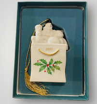 LENOX 1995 Porcelain HOLIDAY PACKAGE Christmas Ornament with Original Box - $16.69