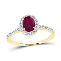 10kt Yellow Gold Womens Oval Lab-Created Ruby Solitaire Ring 1-1/4 Cttw - £311.01 GBP