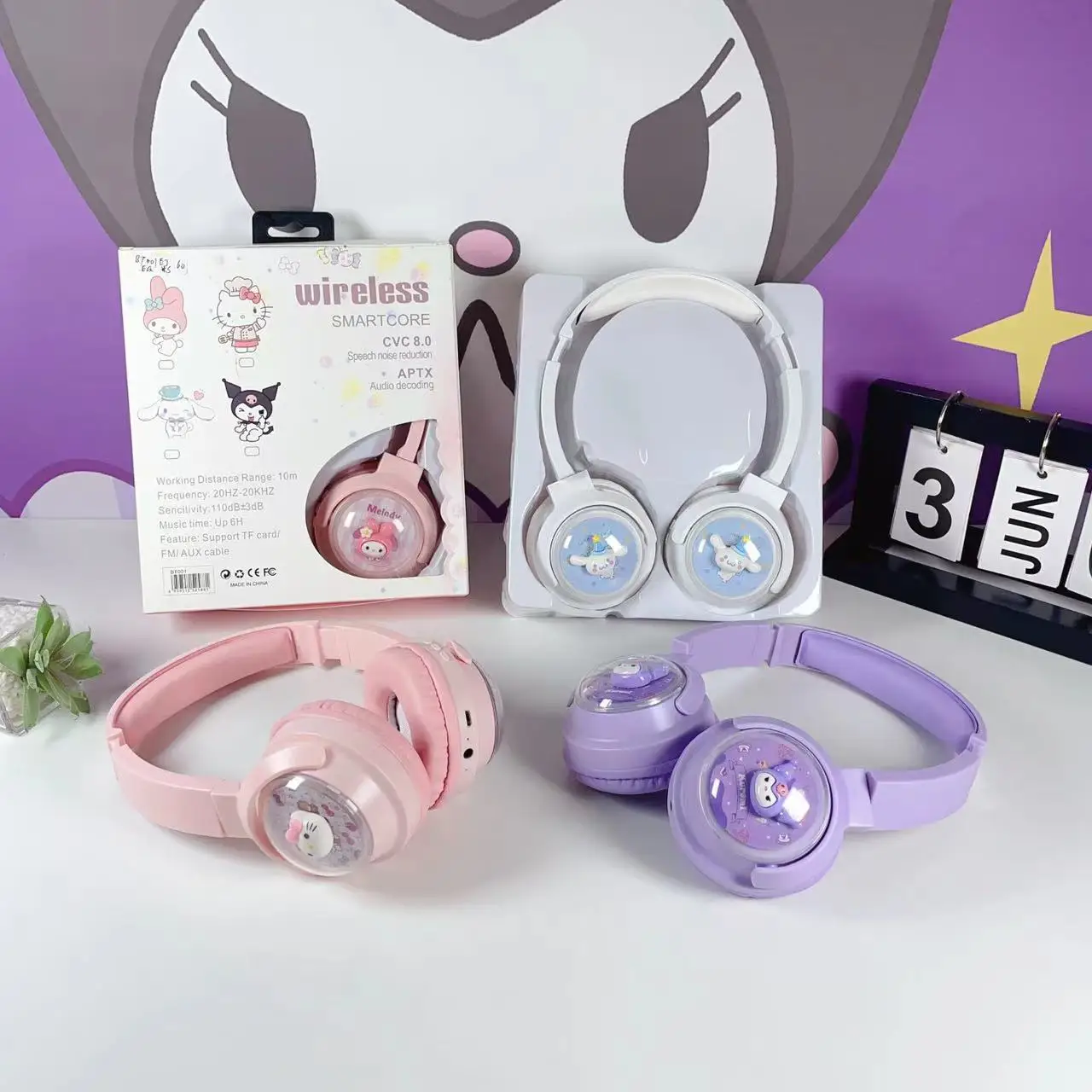 Sanrio Hello Kitty Bluetooth Headphone Wireless Headsets Anime Cartoon Stereo - £19.72 GBP+