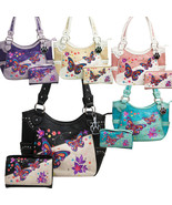 Butterfly Purse Western Handbag Embroidered Concealed Carry Bag Tote Wal... - £21.17 GBP+