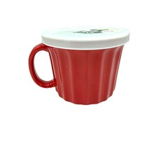 Blue Harbor 20 oz. Red Ceramic Soup Mug with Lid New - £11.64 GBP