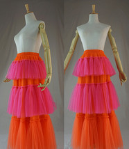 Rust Tiered Tulle Skirt Outfit Women Custom Plus Size Layered Tulle Maxi Skirt image 8