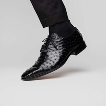 Criss Genuine Ostrich Quill Classic Dress Shoes Oxford Black image 7