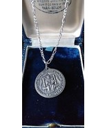 Ciondolo religioso in argento 800 antico vintage del 1800 su catena 925... - $88.47