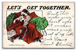 Romance Comic Kissing Embrace Let&#39;s Get Together 1906 UDB Postcard R26 - £3.92 GBP