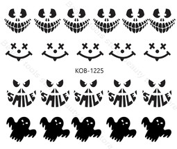 Nail Art Water Transfer Stickers Decal Halloween black cat bat pumpkin KoB-1225 - £2.38 GBP