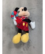 Disney Store Mickey Mouse Holiday Plush 8” Tall Christmas Holding Candy ... - £7.57 GBP