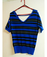 GUESS black and blue knit top    Size Medium   Striped - £21.22 GBP
